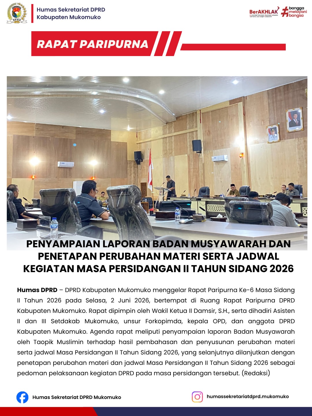 RAPAT PARIPURNA KE-6 MASA SIDANG II TAHUN 2026